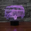 Tafellampen Bus Creatieve 3D Lamp Kleurrijke Touch Gift Slaapkamer Verlichting Remote USB en batterijvoeding Bureau