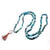 Очарование браслетов Gemstone 108 Beads Bears Bracelet Mala для женщин Мужчины Необработанные натуральные апатитовые любители камней для медитации медитация здоровья браслета браслета