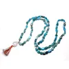 Braccialetti con ciondoli Pietra preziosa 108 Perline Bracciale Mala per donne Uomini Amanti della pietra di apatite naturale non modellata Meditazione Yoga Braccialetti di saluteFascino