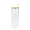 12oz 16oz 20oz mugs straight Glass blank sublimation frosted clear Transparent coffee glasses cup tumblers with bamboo lid and straw