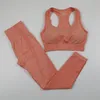 12 Kolory Seamless Yogi Zestaw Kobiety Fitness Odzież sportowa Wysoka talia Siłownia Legginsy + Push Up Sport Bra 2 szt. Garnitury sportowe 220330