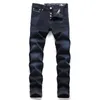 Jeans maschile 2022 Italia uomini pantaloni magri con cerniera dritta elastica gentiluomo nero per