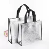 Kvinnor Shopping Bag Stora Kapacitet Kanfas Presentförpackning Baggar Laser Glitter Kvinna Handväska Livsmedelsbutik Tote C0414