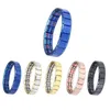 Men Women Quantum Bio Energy stainless steel Stretch Link Chain Bracelet with Germanium Magnetic Stone Health Jewelry For Lovers Silver Gold Black Blue 13mm width