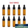 Mini formato 1/5 ml ambra riutilizzabile contagocce vuoto olio essenziale bottiglia di vetro contenitore per profumo casa vita da viaggio portatile