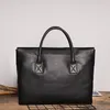 Briefcases High Quality A4 Black 100% Genuine Leather Office Women Men Executive Briefcase Portfolio Handbag File Male Bag M30218Briefcases