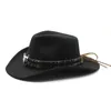 Berets styl etniczny zachodnie kowbojskie kapelusze mężczyźni fedora czapka dla kobiet solidna kolor filc jazz czapki cowgirl panama cap sombreros de vaqueroberets my