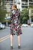 Women's Runway Dress Turn Down Collar Long Sleeves Printed High Street Fashion Casual Spring Autumn Dresses Vestidos