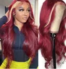 Ishow 1430inch New Skunk Stripe Wig 99j Burgundy Blonde HD Lace Front Wig Human Hair Wigs 13x4 13x6 5x5 4x4 Straight Body Headban9105695