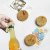 Lege diy bamboe ronde vorm fles opener coaster koelkast magneet decoratie bier flesopener aangepaste logo BBA13359