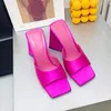 TheAtticoThick triangular heel square toes slippers Luxury Designer Sandals summer shoes 115mm Dinner dress shoes Women's leather Satin factory shoe