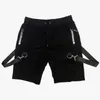 Hip Hop Summer Black Ribons Streetwear Bermuda Man Shorts wielokrotną punkową swobodną długość kolan krótkie spodnie Mężczyźni 220623