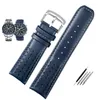 Horlogebanden Echt Lederen Horlogeband Voor Blue Angel Heren Radio Wave Mannelijke AT8020-54L/8020-03L Serie Armband Riem 22mm 23mm Deli22