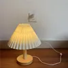 Usb Vintage Lampe Plissée Dimmable Lampe De Table Coréenne avec Led Perle Blanc Chaud Jaune pour Chambre Salon Éclairage À La Maison Décor 220329
