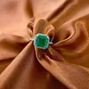 Bague de fiançailles en argent massif 925 Lab Emerald Solitaire Pave 5A Zircon Halo Gemstones Anneaux de mariée S2R1S2RHJ3724