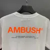 1wjh Мужские футболки Дизайнерская мужская футболка Ambush с коротким рукавом на груди с надписью Светоотражающие базовые мужские и женские футболки для пар Топы Модная мода