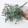 人工プラスチックユーカリグラスプラント偽の緑の花の葉のフォークG21573