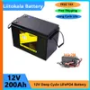 LiitoKala 12V 200AH lifepo4 lithium battery pack 4s 12.8V200Ah1200w inverter boat golf cart wind solar energy storage outdoor battery