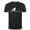 Herr t-shirts nyhet rolig hjärtslag chihuahuas hund t-shirt sommar mode o-hals tees toppar män bomull kort ärm cool t shirtmen's's