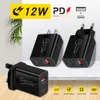 PD 12W Charger 5V 2A EU US UK Standard Charging Head Type-c Adapter PD USB Charging Home Travel Charge