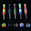 Silicone Mini Smoking Hand Pipes With Titanium Quartz Ceramic Nail and Cigarette Oil Box Oil Burner Dab Rigs Nector Collector Small Glass Bong NC Kits