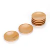 200pcs Creativity Natural Bamboo Small Round Dishes Rural Amorous Feelings Wooden Sauce and Vinegar Plates Tableware Plate Tray
