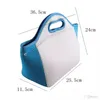 2023 승화 블랭크 재사용 가능한 네오프렌 토트 백 핸드백 절연 부드러운 점심 가방 작업 학교 익스프레스를위한 지퍼 디자인