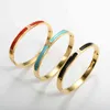 Brazaletes esmaltados a la moda, pulseras de acero inoxidable Cz, cristal dorado con negro, rojo, azul, brazalete colorido para mujer, joyería de lujo