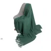 Knitted Wool Blankets Fringed Shawl Wraps Casual Hotel Bed Tassel Solid Color Travel Office Air Conditioning Nap Home Blanket Shawls BBE1369