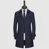Men's Trench Coats Solid Color Long Single Breasted 2023 Autumn Winter Designer Men Casual Jacket