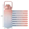 Bouteilles d'eau 2L Grande bouteille de capacité avec couverture de rebond Rappel à l'échelle de l'échelle de l'échéance dépollée Cup d'étanche pour les sports de plein air Fitness