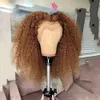 Parrucche castano ramato Afro Kinky Curly Transprent 360 13x6 HD Parrucche frontali in pizzo per capelli umani Biondo fragola Fascia per capelli piena di lacci indiani