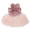 Süße handgemachte Blumenmädchenkleider Schleife Gürtel Perle Prinzessin Kinder Langarm High Low Long Train Brautjungfernkleid Mädchen Festzug Ballkleid