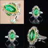 Anéis de casamento vintage clássico clássico anel geométrico embutido verde cavalo olho de zircon moda 925 jóias sier feminino e bdesybag dh2br