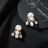Stud Water Drop Pearl -oorbellen Shine Zirkon Brand for Women Luxury Catwalk Earings Koreaanse sieraden Z238 Moni22