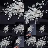 Hair Clips Barrettes Jewelry Acrddk Imitation Pearls Flower Clip Sier Color Alloy Leaf Hairpin Bridal Wedding Ha Dhglc