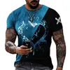 Fashion Love Stitching Series 3D Print Mens Shortsleeved Tshirts Casual Summer Round Neck Loose Tops Tees Men Clothing 6XL 220607