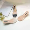 Femmes été épais chaussures carrées talons bas pantoufles dames décontracté sandales transparentes tongs sandales nues clair pantoufles J220716