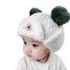 Chapeau pour enfants en peluche chaleur nouveau-né doux laine rose casquettes automne et hiver bébé béret chapeaux cache-oreilles accessoires 11 5dm E3