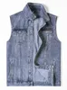 Men's Vests Oversize 5XL 6XL 7XL 8XL Men Balck Denim 2022 Arrival Spring Autumn Blue Jean Vest Fat Streetwear Fashion Casual Kare22
