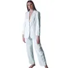 Costume Blazer d'été blanc pour femmes, ensemble pantalon ample pour mère de la mariée, Robe de soirée, tenue de mariage, 2 pièces