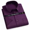 Camisa de manga curta dos homens camisa não-ferro cor sólida Básico negócio Social Stretch Verão Forma Confortável Camisas 220322