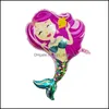 Party Decoration Mermaid Aluminum Foil Balloon Set With Tassel Happy Birt Dhrjb