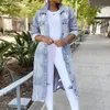 Jackets femininas Mulheres casuais botão de lapela de manga comprida jaqueta de jeans angustiada