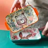 Forest Animals Ceramic Bakeware Home Underglaze Single Handle Bowl Binaural Baking Pan Salad Plate Kitchen Supplies Tableware 220307