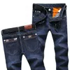 2019 Мужская зимняя голубая флисовая джинсы выровняны растягивающие джинсовые джинсы для мужчин дизайнер Slim Fit Bikrer молодежные джинсы 28-38 G0104