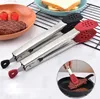 Fast Silicone Tongs Cooking Tool Heat Resistant Stainless Steel Food Clip for BBQ Baking Kitchen Utensils