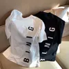 T-shirts pour femmes Plus Taille Col rond Manches courtes T-shirts Coton Designer Marque Front Side Lettres Imprimé Été Casual Hommes Couples Vêtements L-5XL