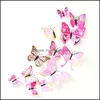 12Pcs/Lot 3D Wall Decoration Creative Butterfly Magnet Stickers Children Girl Room Kids Drop Delivery 2021 Gift Sets Gifts Baby Maternity