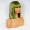 Synthetic Wigs Short Straight Bob With Bangs for Women Middle Part Nature Black Red Pink Orange Green Blonde Cosplay Hairs 220525